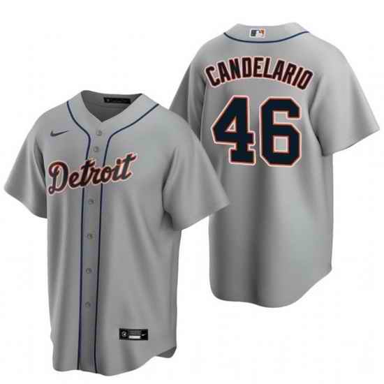 Men Detroit Tigers #46 Jeimer Candelario Grey Cool Base Stitched jersey->detroit tigers->MLB Jersey