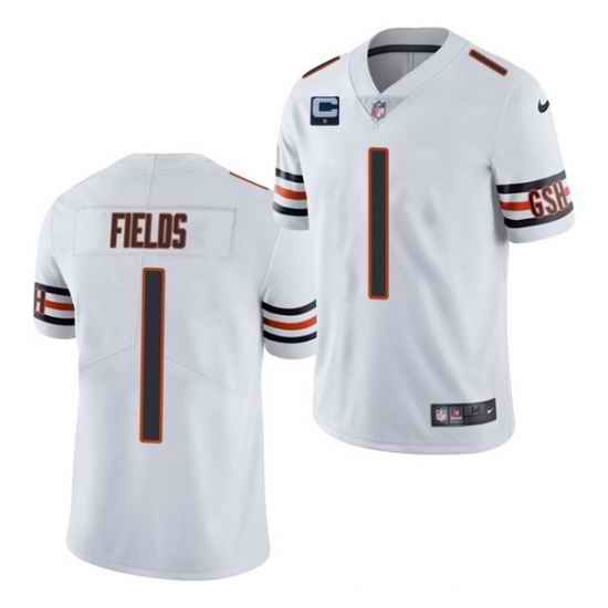 Men Chicago Bears 2022 #1 Justin Fields White With 1-star C Patch Vapor Untouchable Limited Stitched->carolina panthers->NFL Jersey