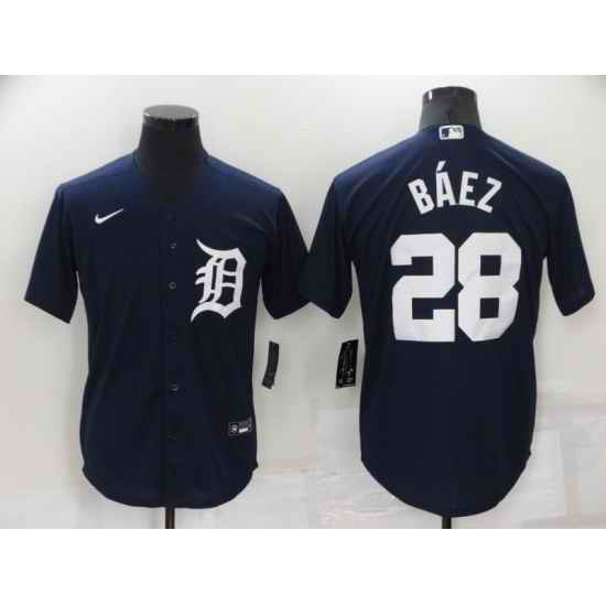 Men Detroit Tigers #28 Javier B E1ez Navy Cool Base Stitched jersey->detroit tigers->MLB Jersey