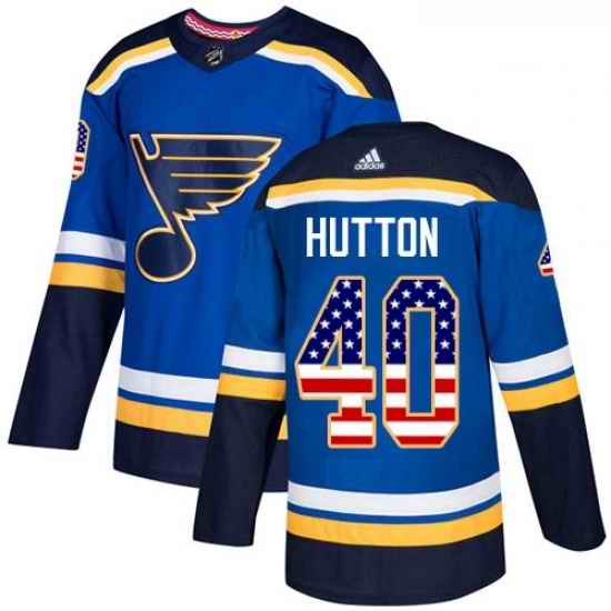 Youth Adidas St Louis Blues #40 Carter Hutton Authentic Blue USA Flag Fashion NHL Jersey->youth nhl jersey->Youth Jersey