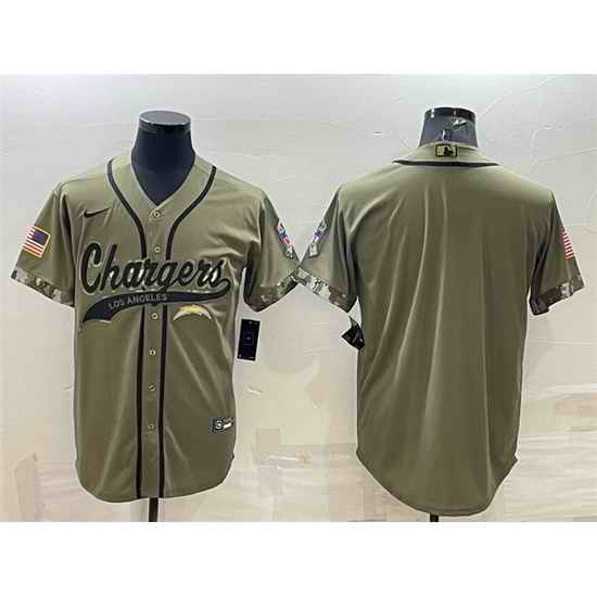 Men Los Angeles Chargers Blank Olive Salute To Service Cool Base Stitched Baseball Jersey->las vegas raiders->NFL Jersey