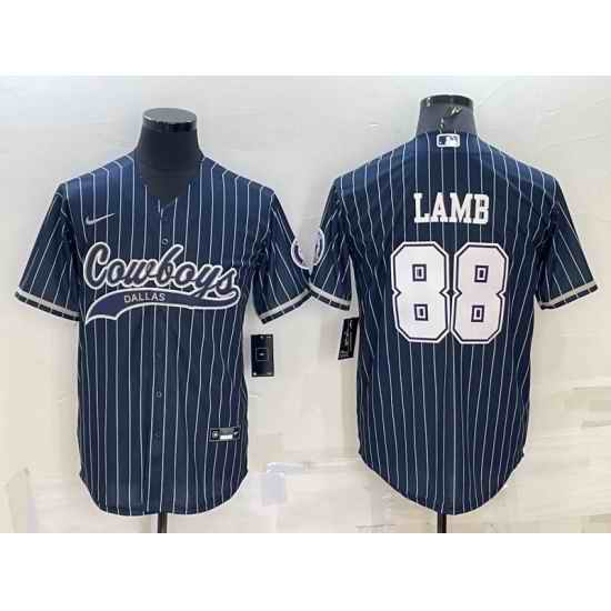 Men Dallas Cowboys #88 CeeDee Lamb Navy With Patch Cool Base Stitched Baseball Jersey->denver broncos->NFL Jersey