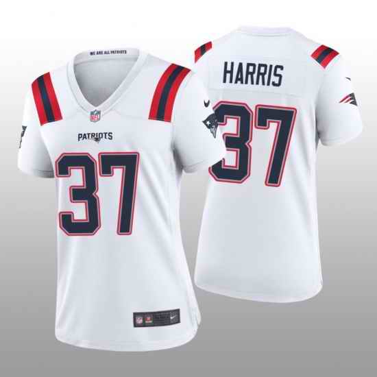Women New England Patriots Damien Harris #37 White Vapor Limited Jersey->women nfl jersey->Women Jersey