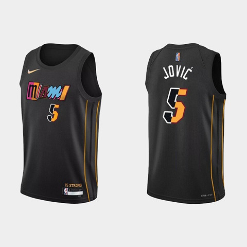 Men's Miami Heat #5 Nikola Jovic 2022 Black City Edition 75th Anniversary Stitched Basketball Jersey->memphis grizzlies->NBA Jersey