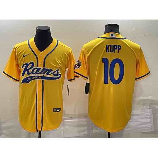 Men Los Angeles Rams #10 Cooper Kupp Yellow Cool Base Stitched Baseball Jersey->miami dolphins->NFL Jersey