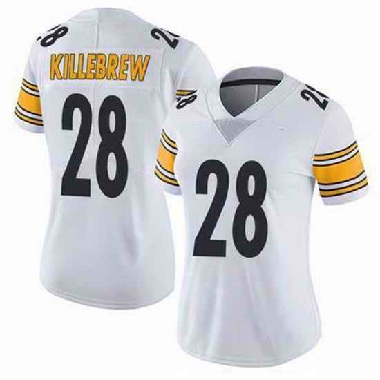 Women Pittsburgh Steelers Miles Killebrew #28 White Vapor Limited Stitched Football Jersey->women nfl jersey->Women Jersey