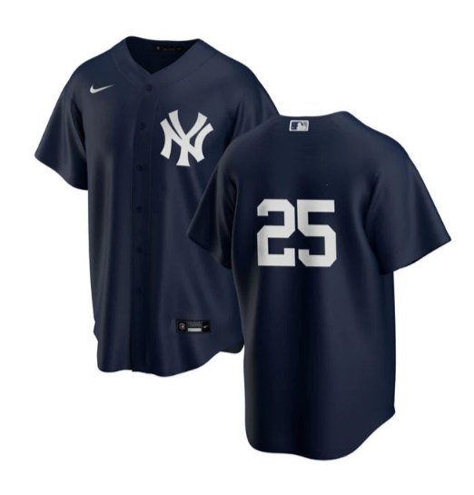 Men's New York Yankees #25 Gleyber Torres Navy Cool Base Stitched Baseball Jersey->new york yankees->MLB Jersey