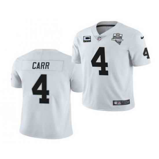 Men Las Vegas Raiders #4 Derek Carr White 2020 Inaugural Season With C Patch Vapor Limited Stitched NFL Jersey->green bay packers->NFL Jersey