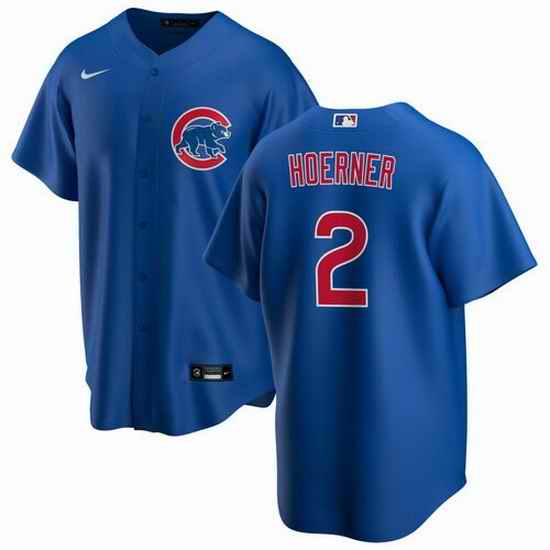 Men Chicago Cubs #2 Nico Hoerner Blue Cool Base Stitched Baseball jersey->chicago cubs->MLB Jersey