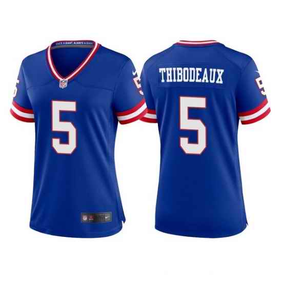 Women New York Giants #5 Kayvon Thibodeaux Royal Classic Retired Player Stitched Game Jersey->women nfl jersey->Women Jersey