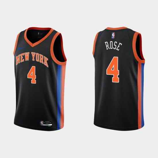 Men New Yok New York Knicks #4 Derick Rose 2022 23 Black City Edition Stitched Basketball Jersey->memphis grizzlies->NBA Jersey