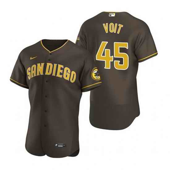 Men San Diego Padres #45 Luke Voit Brown Flex Base Stitched Baseball jersey->san diego padres->MLB Jersey