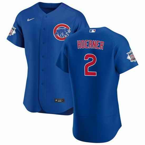 Men Chicago Cubs #2 Nico Hoerner Blue Flex Base Stitched jersey->chicago cubs->MLB Jersey
