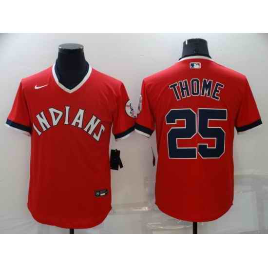 Men's Nike Cleveland Indians #25 Jim Thome Red Throwback Jersey->atlanta braves->MLB Jersey