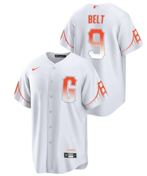 Men's San Francisco Giants #9 Brandon Belt White City Connect Cool Base Stitched Jersey->seattle mariners->MLB Jersey