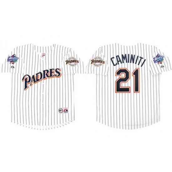 Men's San Diego Padres #21 Ken Caminiti White 1998 World Series Cool Base Stitched Jersey->atlanta braves->MLB Jersey