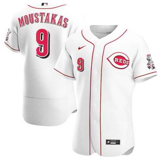 Men Cincinnati Reds #9 Mike Moustakas White Flex Base Stitched jersey->chicago white sox->MLB Jersey