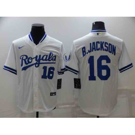 Men Nike Kansas City Royals #16 B.JACKSON White Stitched MLB Jersey->kansas city royals->MLB Jersey