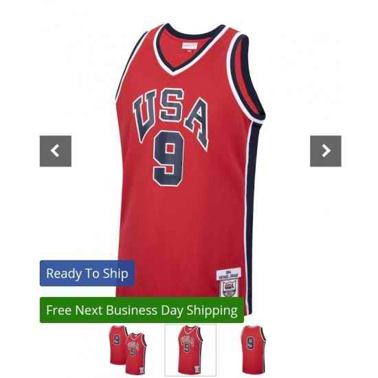 ??ichael Jordan USA Basketball Mitchell Nexx Authentic 1984 Red Jersey->portland trail blazers->NBA Jersey