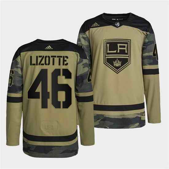 Men Los Angeles Kings #46 Blake Lizotte 2022 Camo Military Appreciation Night Stitched jersey->minnesota wild->NHL Jersey