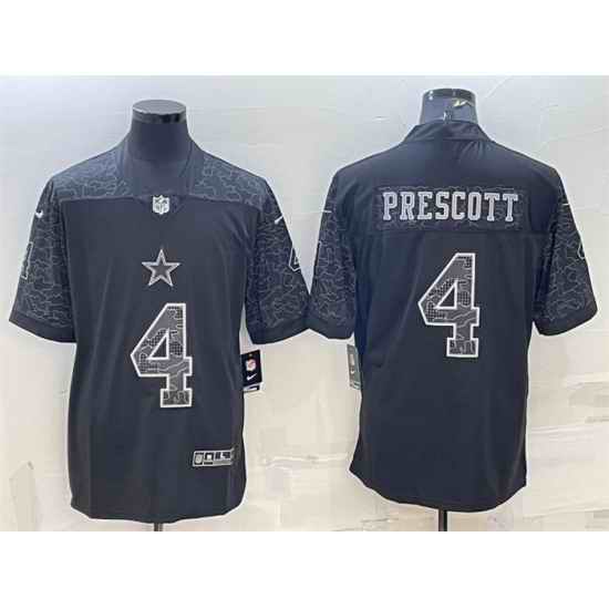 Men Dallas Cowboys #4 Dak Prescott Black Reflective Limited Stitched Football Jersey->dallas cowboys->NFL Jersey