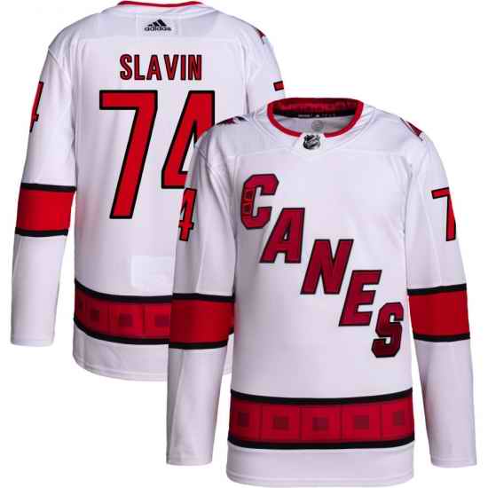 Men Carolina Hurricanes Jaccob Slavin #74 White Adidas Reverse Retro Jersey->carolina hurricanes->NHL Jersey