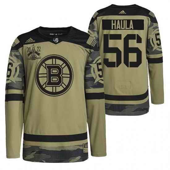 Men Boston Bruins #56 Erik Haula 2022 Camo Military Appreciation Night Stitched jersey->boston bruins->NHL Jersey