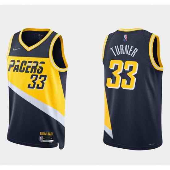 Men Indiana Pacers 33 Myles Turner 2021 #22 Navy City Edition 75th Anniversary Stitched Basketball Jersey->los angeles clippers->NBA Jersey