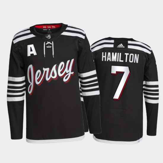 Men New Jersey Devils #7 Dougie Hamilton 2021 2022 Black Stitched Jersey->minnesota wild->NHL Jersey