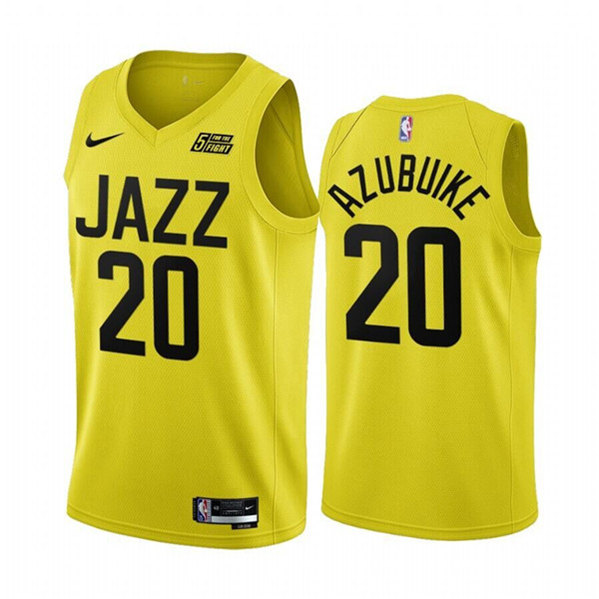 Men's Utah Jazz #20 Udoka Azubuike Yellow 2022/23 Association Edition Stitched Basketball Jersey->los angeles rams->NFL Jersey