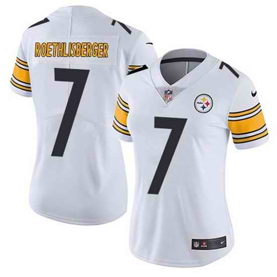 Women Pittsburgh Steelers #7 Ben Roethlisberger White Vapor Untouchaable Limited Stitched Jersey->women nfl jersey->Women Jersey