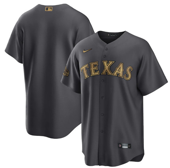 Men's Texas Rangers Blank Charcoal 2022 All-Star Cool Base Stitched Baseball Jersey->tampa bay rays->MLB Jersey