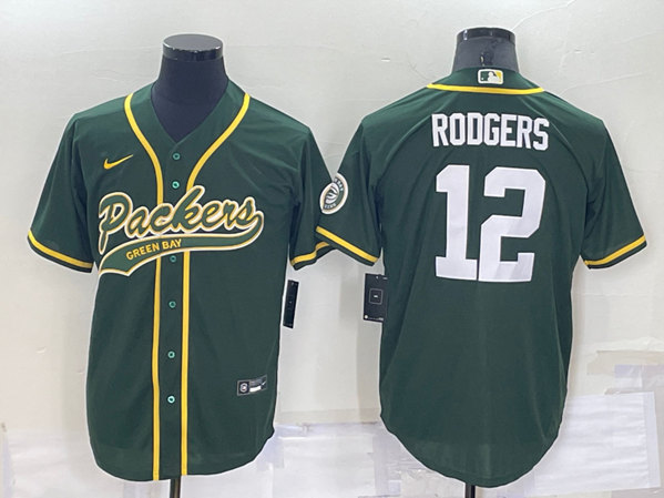 Men's Green Bay Packers #12 Aaron Rodgers Green Cool Base Stitched Baseball Jersey->indianapolis colts->NFL Jersey