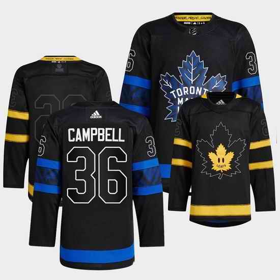 Men Toronto Maple Leafs Black #36 Jack Campbell Alternate Premier Breakaway Reversible Stitched jersey->toronto maple leafs->NHL Jersey