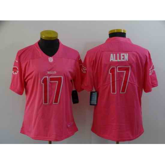 Women Buffalo Bills #17 Josh Allen Pink Fashion Stitched NFL Jersey->women nfl jersey->Women Jersey