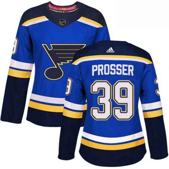 Womens Adidas St Louis Blues #39 Nate Prosser Authentic Royal Blue Home NHL Jersey->women nhl jersey->Women Jersey