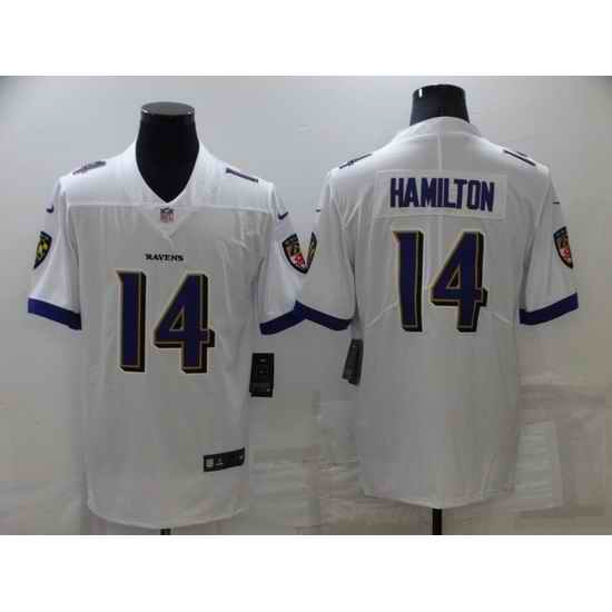 Men Baltimore Ravens #14 Kyle Hamilton White Vapor Untouchable Limited Stitched jersey->baltimore ravens->NFL Jersey