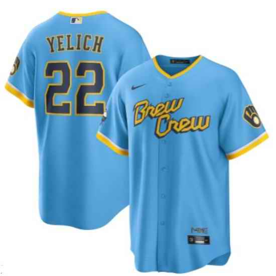 Men's Milwaukee Brewers #22 Christian Yelich 2022 City Connect Edition Jersey->los angeles dodgers->MLB Jersey