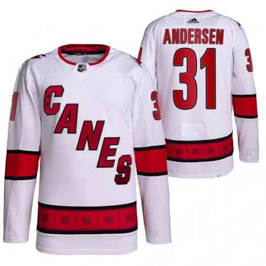 Men Carolina Hurricanes #31 Frederik Andersen White Stitched Jersey->anaheim ducks->NHL Jersey