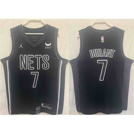 Men Brooklyn Nets #7 Kevin Durant Black Stitched Basketball Jersey->charlotte hornets->NBA Jersey