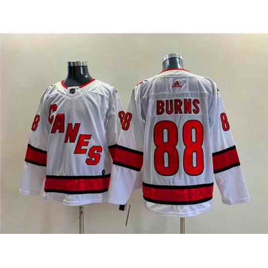 Men Carolina Hurricanes #88 Brent Burns White Stitched Jersey->carolina hurricanes->NHL Jersey
