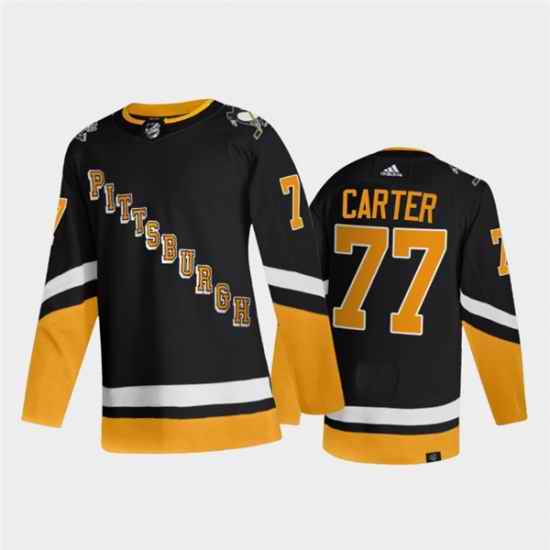 Men Pittsburgh Penguins #77 Jeff Carter 2021 2022 Black Stitched Jersey->pittsburgh penguins->NHL Jersey
