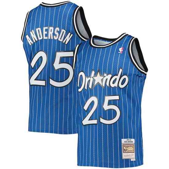Men Orlando Magic #25 Nick Anderson 1994 95 Blue Stitched Jerse->philadelphia 76ers->NBA Jersey