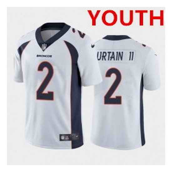 Youth Denver Broncos #2 Surtain II White Nike Vapor Untouchable Limited 2021 NFL Jersey->youth nfl jersey->Youth Jersey