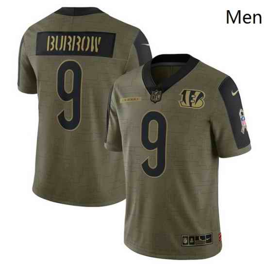 Men's Cincinnati Bengals Joe Burrow Nike Olive 2021 Salute To Service Limited Player Jersey->cincinnati bengals->NFL Jersey