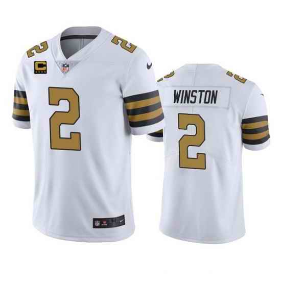 Men New Orleans Saints 2022 #2 Jameis Winston White With 4-star C Patch Color Rush Limited Stitched Jersey->new orleans saints->NFL Jersey