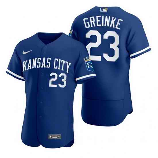Men Kansas City Royals #23 Zack Greinke Royal Flex Base Stitched jersey->kansas city royals->MLB Jersey