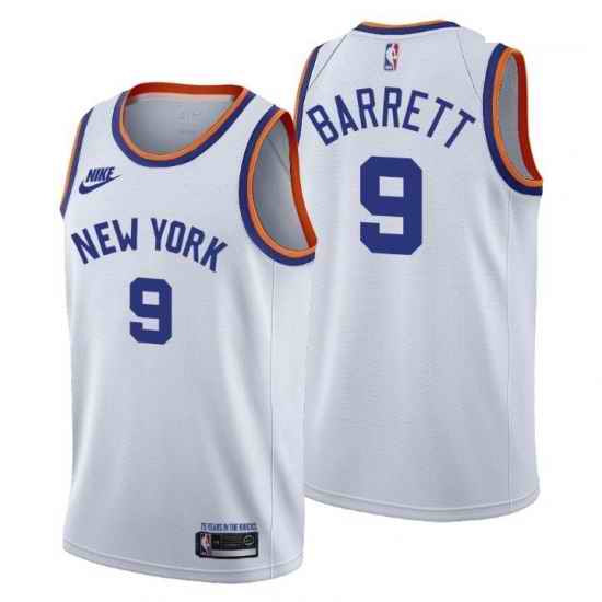 Youth New York Knicks #9 RJ Barrett Men Nike Releases Classic Edition NBA 75th Anniversary Jersey White->->