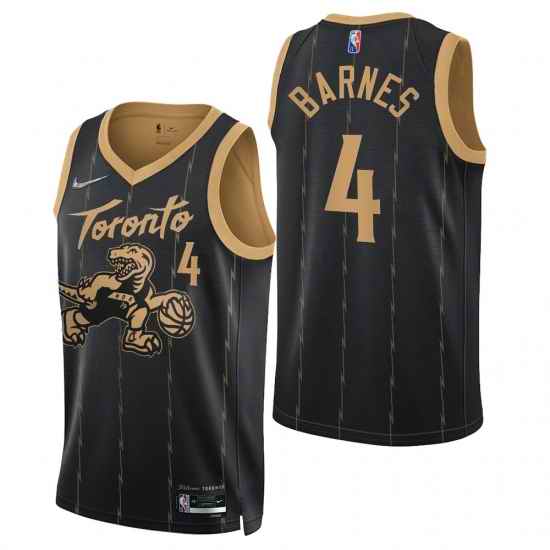 Men's Toronto Raptors #4 Scottie Barnes 2021-22 75th Anniversary City Edition Black Swingman Jersey->new york knicks->NBA Jersey