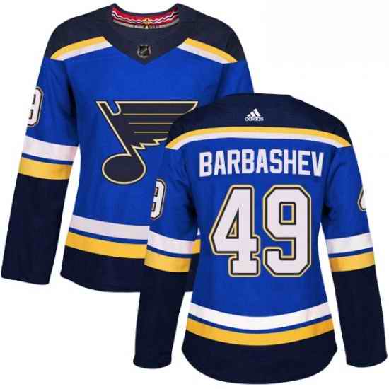 Womens Adidas St Louis Blues #49 Ivan Barbashev Authentic Royal Blue Home NHL Jersey->women nhl jersey->Women Jersey